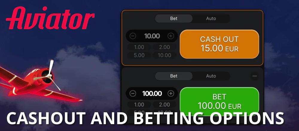 Withdrawal and betting options in Aviator online casino game