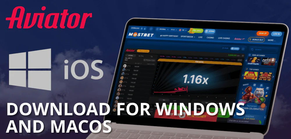 Download Aviator application on Windows and macOS devices