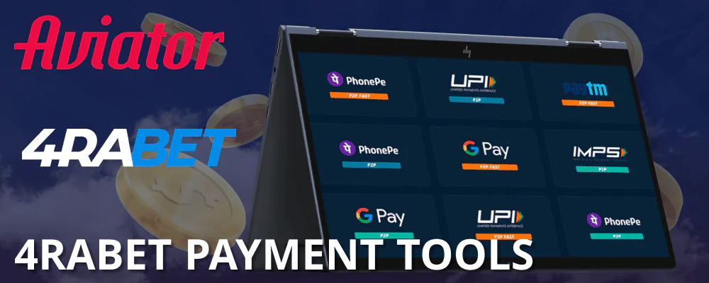 Payment tools at 4rabet online casino for Aviator