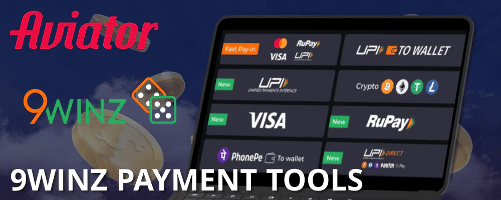 Payment tools at 9winz online casino for Aviator