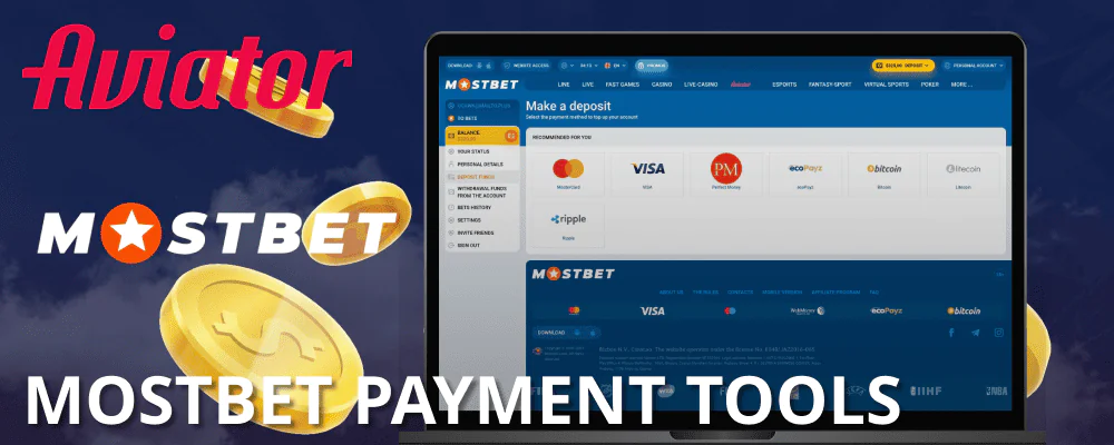 Payment tools at Mostbet online casino for Aviator