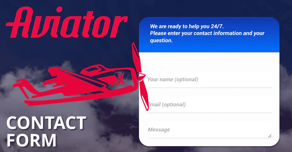 Feedback form on the Aviator game websites